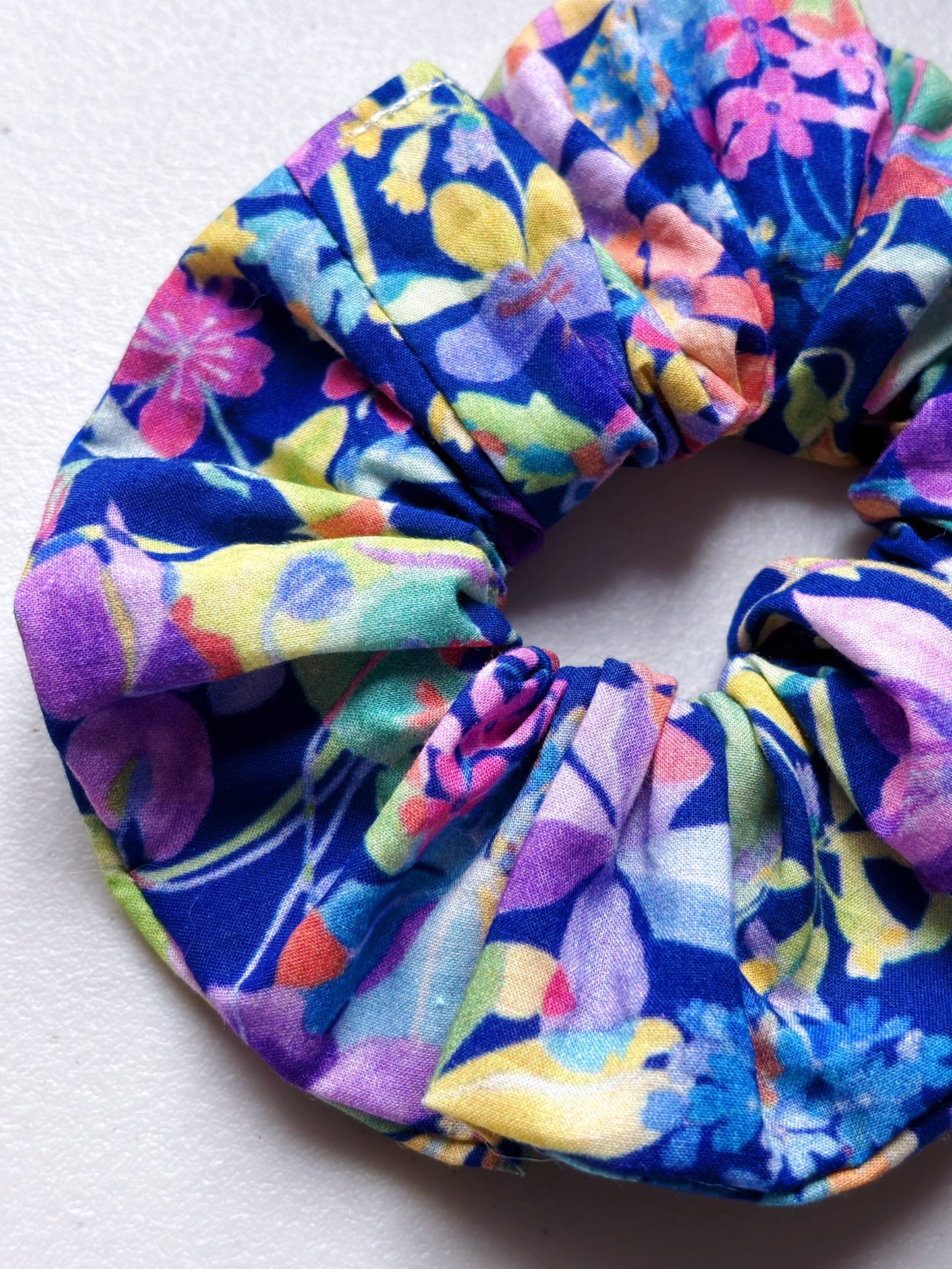 hair tie accessories blue floral.全棉訂製髮圈配飾